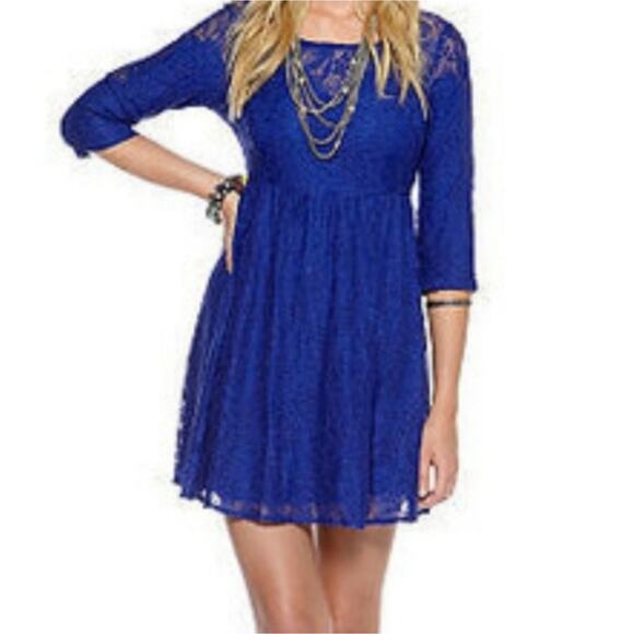 Free People Shake It Up Small Blue Lace Dress - Picture 11 of 11